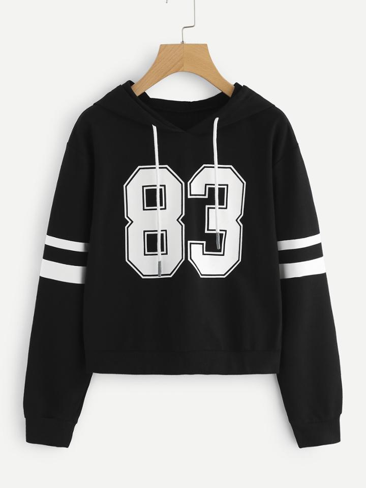 Romwe Varsity Print Hoodie