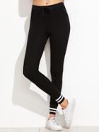 Romwe Black Striped Trim Sport Pants