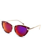 Romwe Purple Marble Frame Gold Arm Sunglasses