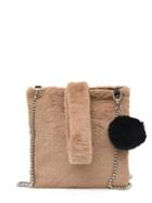 Romwe Pom Pom Decorated Faux Fur Shoulder Bag