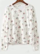 Romwe Florals Ripped T-shirt