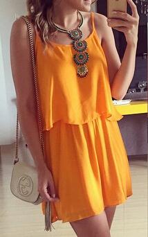 Romwe Spaghetti Strap Hollow Pleated Dress