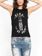 Romwe Women Black Letter Print Vest
