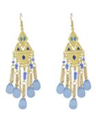 Romwe Blue Beads Chandelier Earrings