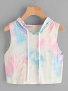 Romwe Hooded Drawstring Water Color Tank Top