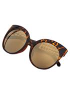 Romwe Leopard Frame Cutout Arms Sunglasses