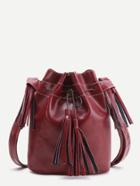 Romwe Burgundy Tassel Detail Bucket Bag