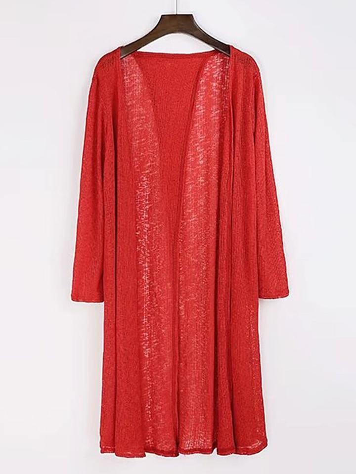 Romwe Split Back Open Front Longline Cardigan