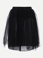 Romwe Black Layered Mesh Skirt