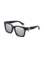 Romwe Black Frame Gold Trim Classic Sunglasses