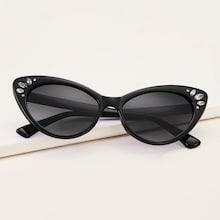 Romwe Rhinestone Decor Cat Eye Sunglasses