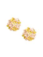 Romwe Rhinestone Clover Design Flower Shaped Stud Earrings