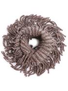 Romwe Grey Ribbed Textured Fringe Knit Infinity Scarf