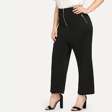 Romwe Plus Zip Front Wide Leg Pants