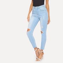 Romwe Bleach Dye Destroyed Jeans