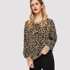 Romwe Contrast Trim Leopard Print Sweatshirt