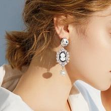 Romwe Figure Detail Rhinestone Drop Earrings