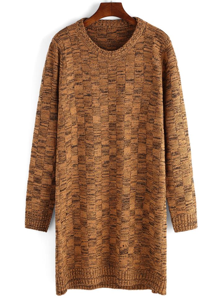 Romwe Women Round Neck Long Sweater Dress