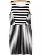 Romwe Black White Stripe Sleeveless Knit Backless Dress
