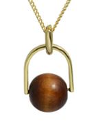 Romwe Fashionable Coffee Wood Imitation Pearl Long Ball Pendant Necklace
