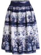 Romwe Elastic Waist Flower Print Skirt