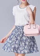 Romwe Sleeveless Lace Top With Flower Print Skirt