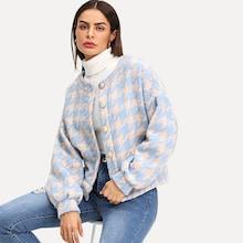 Romwe Button Front Print Coat
