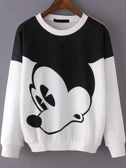 Romwe Cartoon Print Loose Sweatshirt
