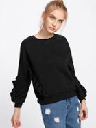 Romwe Ruffle Decroation Sweatshirt