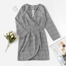 Romwe Zipper Back Plaid Dress