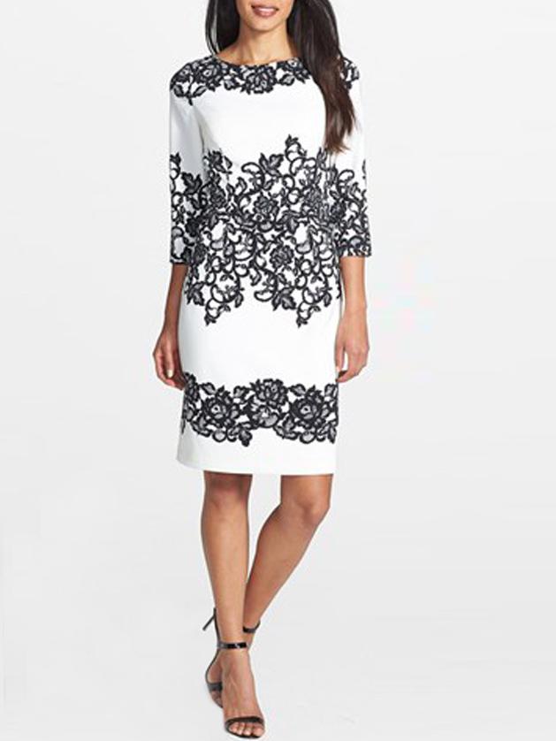 Romwe Half Sleeve Print Pencil Dress