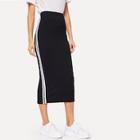 Romwe Slit Back Rib-knit Stripe Skirt