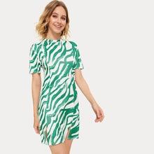 Romwe Graphic Print Split Dress