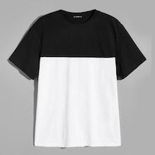 Romwe Guys Two-tone Round Neck T-shirt