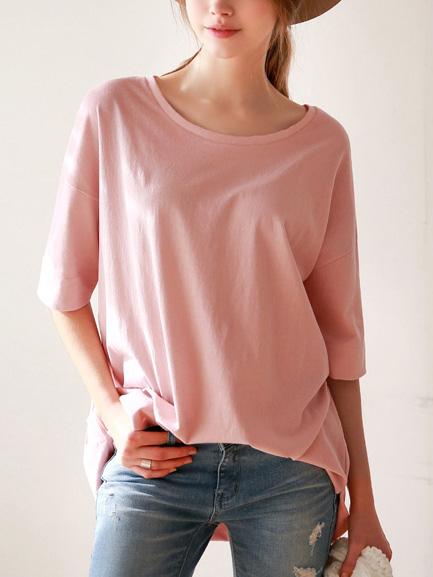Romwe Plain Drop Sleeve T-shirt