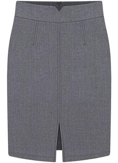 Romwe Split Bodycon Grey Skirt