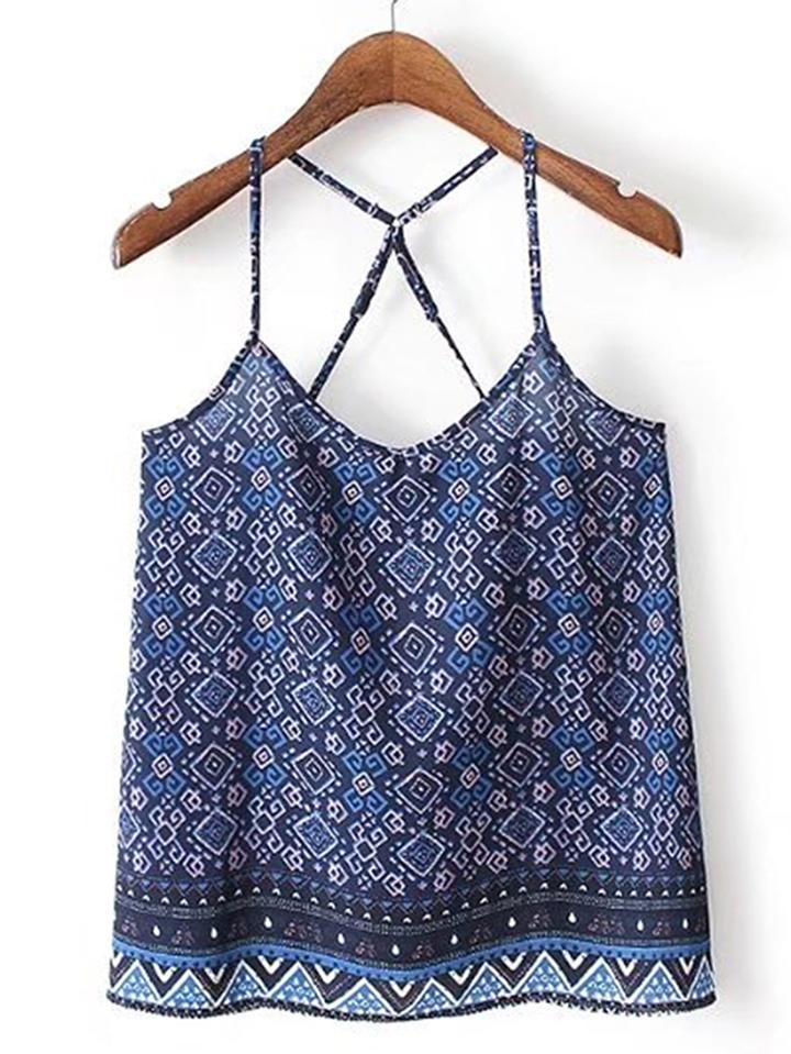 Romwe Geometric Print Cami Top