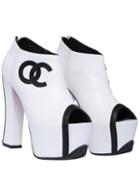 Romwe White High Heel Peep Toe Oc Print Shoes
