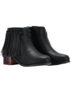 Romwe Black Zipper Tassel Pu Boots