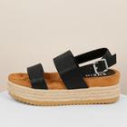 Romwe Jute Wrapped Flatform Double Band Buckled Sandals