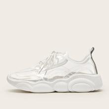 Romwe Transparent Lace-up Chunky Sneakers