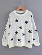 Romwe Star Overlay Drop Shoulder Sweater