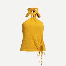 Romwe Halter High Neck Knit Top