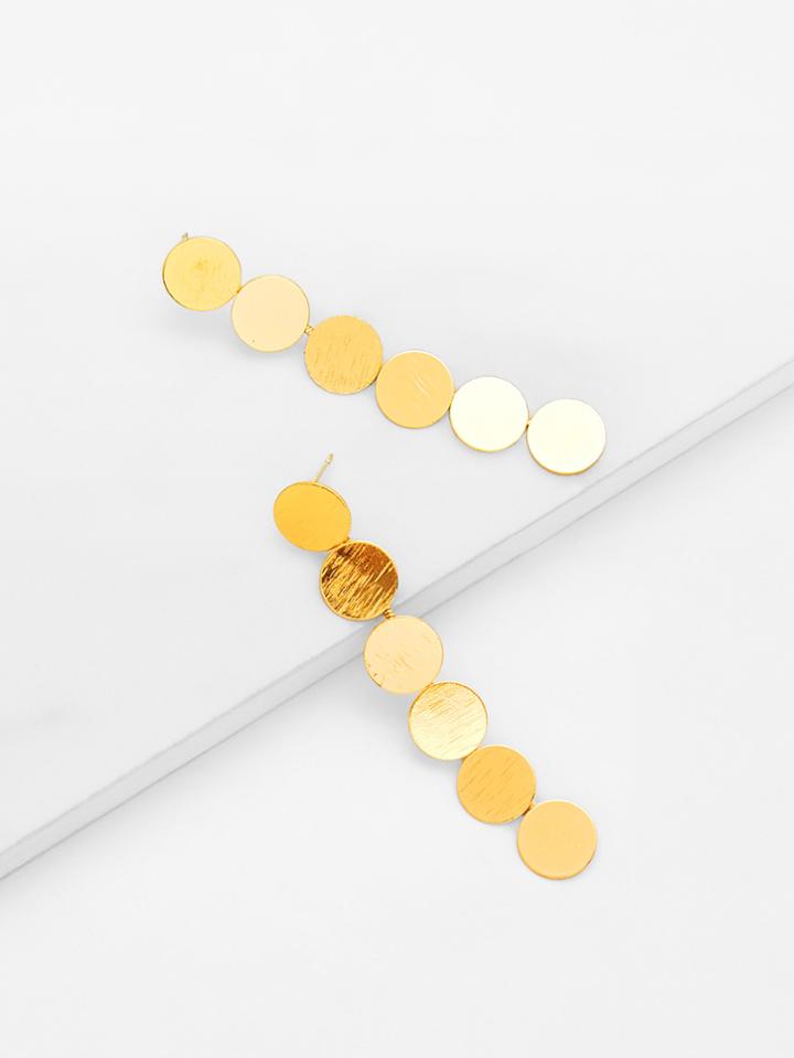 Romwe Sequin Design Long Drop Earrings