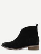 Romwe Black Faux Suede Distressed Cork Heel Ankle Boots