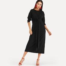 Romwe Solid Longline Dress