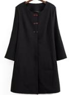Romwe With Buttons Long Black Coat