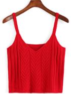 Romwe Spaghetti Strap Cable Knit Cami Top