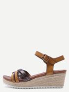 Romwe Yellow Cross Straps Pu High Heeled Sandals