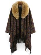 Romwe Lapel High Low Fringe Poncho